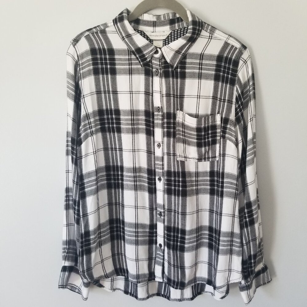 Christopher & Banks plaid button up shirt L